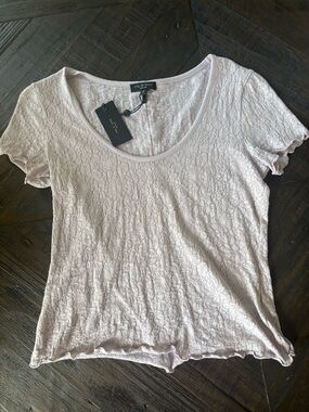 rag & bone Gemma Lilac Jacquard Scoop Neck Short Sleeve Top NWT
